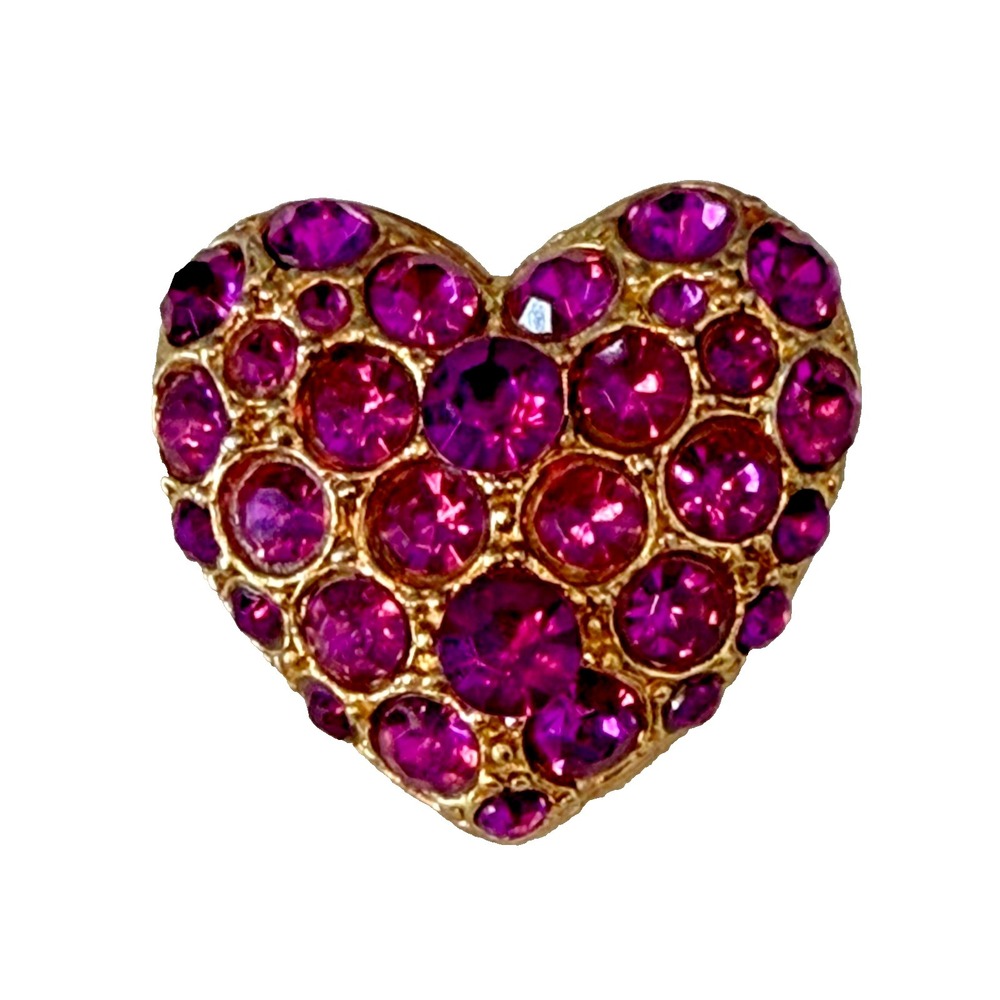 Goldtone Purple‎ Gem Heart-Shaped Brooch